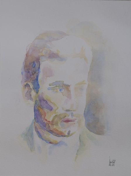 Sans titre  (Portrait du poete Rainer Maria Rilke) - Aquarelle (sur papier Arches) 32 x 24 - 2021