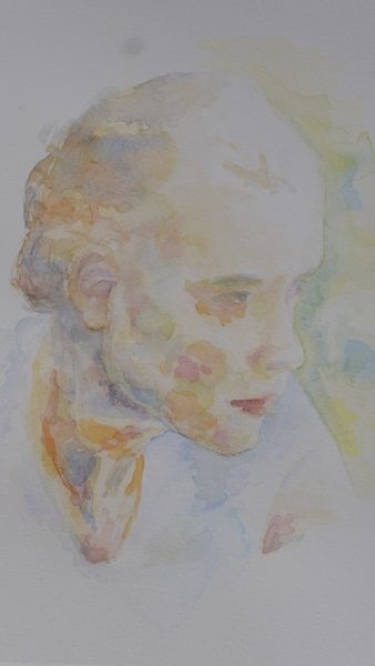 Sans titre  (Portrait d'Elina Duni, artiste jazz) - Aquarelle (sur papier Arches) 32 x 24 - 2020
