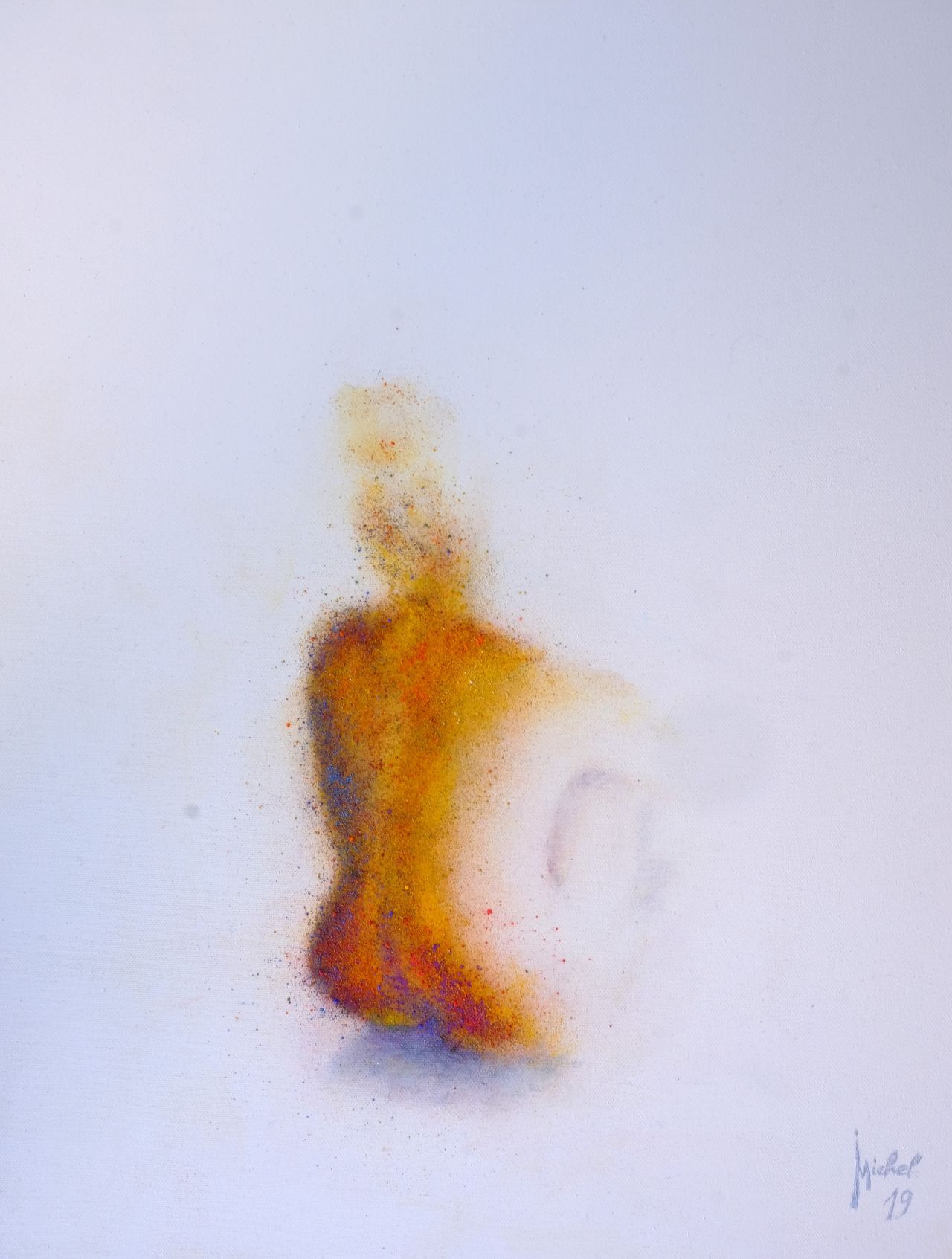 Autoportrait de dos - Technique mixte (acrylique, pigments) - 55 x 46 - 2019