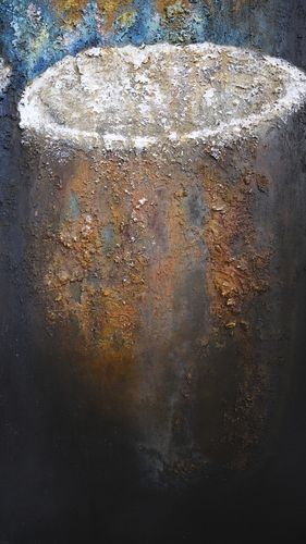 Sans titre - Technique mixte (acrylique, pigments, sable, limaille de fer, feuilles dorées et argentées) - 100 x 80 - 2021