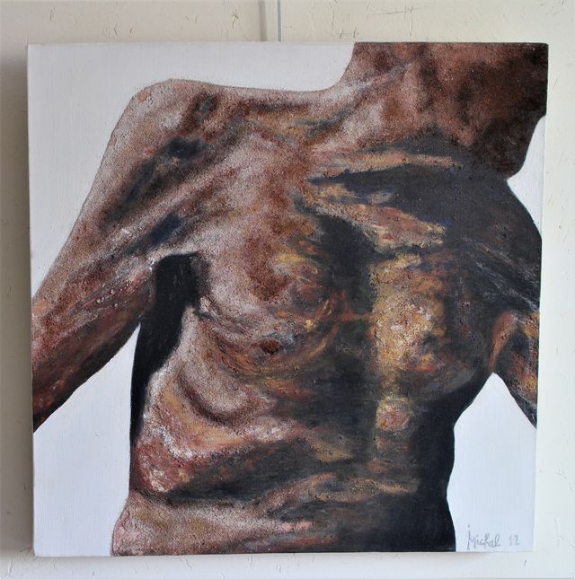 Lucian Freud - Technique mixte (acrylique, sable, fusain,  pigments) - 60 x 60 - 2012